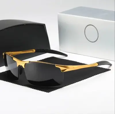 Men's Polarized Zinc Alloy Large Frame Sunglasses for Cycling and Driving - 9