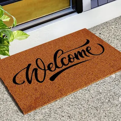 Minimalist Letter Coir Wire-Loop Floor Mat, Trimmable, Easy to Clean - 11