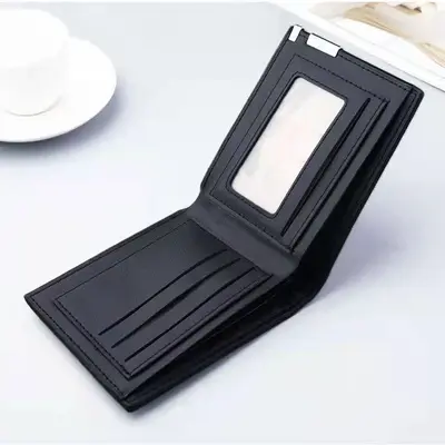 Men's Short Leather Wallet with Coin Pocket, Casual Small Clutch - 5