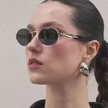 Oval Metal Frame Sunglasses Retro Street Style Fashion