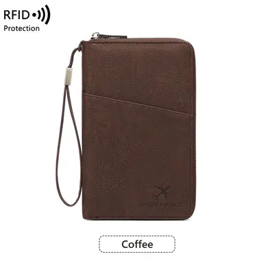 Sınır ötesi yeni RFID anti-manyetik pasaport çantası uzun fermuarlı pasaport tutucu çok fonksiyonlu seyahat bileti depolama belge çantası - 9