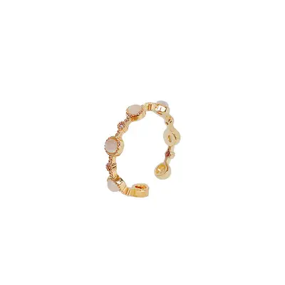 Korean luxury zircon pearl ring for women vintage niche design bow knot open adjustable ring hand jewelry