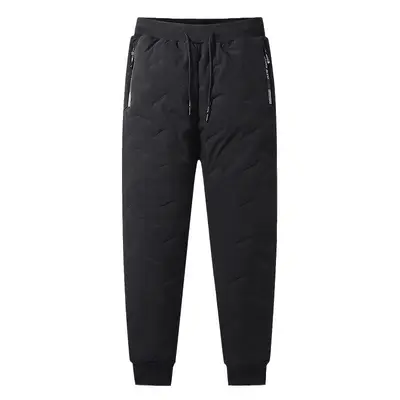 Men's Fleece-Lined Thickened Windproof Cotton Trousers, Lamb Wool Warm Casual Pants
