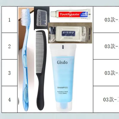 Reise-Set Einweg-Hygieneprodukte Hotel-Gästeausstattung Zahnbürste Zahnpasta Kamm Seife Zahnseide Kombinationsset - 4