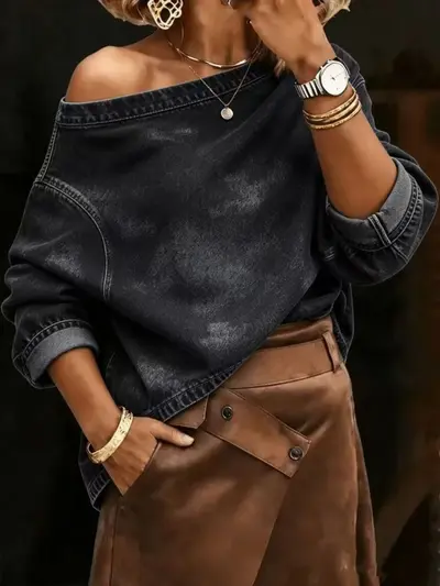 Damen-Jeanspullover mit langen Ärmeln - 7