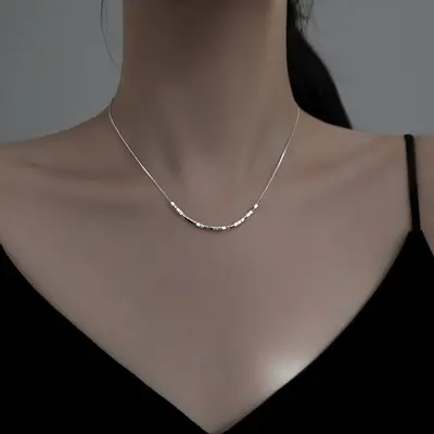 S925 gümüş kare kolye köprücük - 2