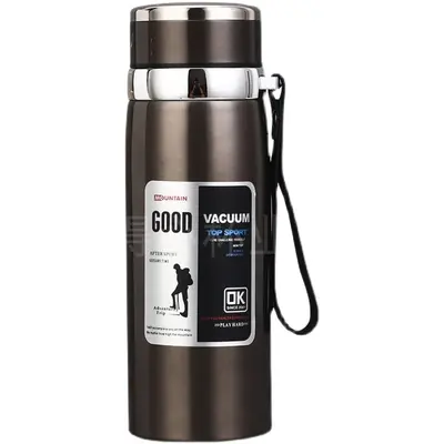 316 Paslanmaz Çelik Termos Şişe, 1000 ml, Askılı Taşıma Kulplu - 6