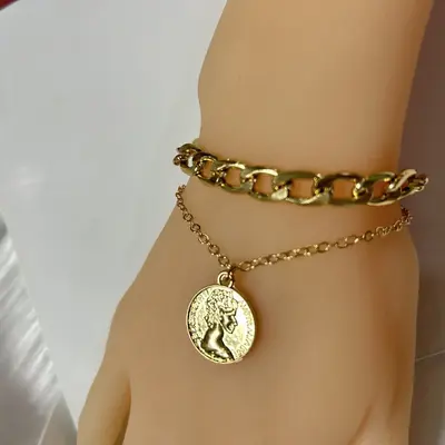 Katmanlı portre kolye alaşım kadın takı - 10