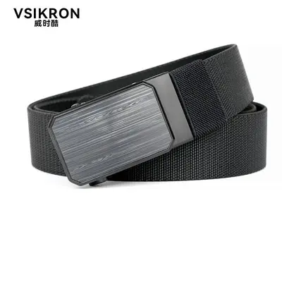 Erkek dokuma elastik naylon kemer, otomatik tokalı, iş için çok yönlü pantolon kemeri