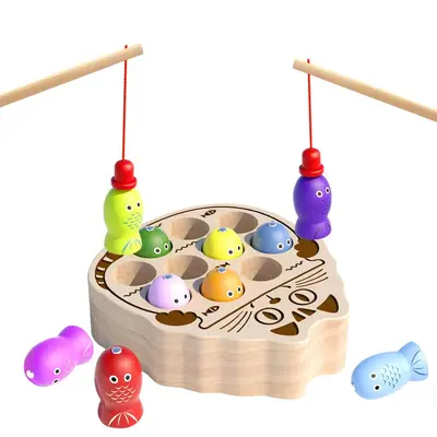 Montessori ahşap meşgul tahtası, manyetik balık oyunu