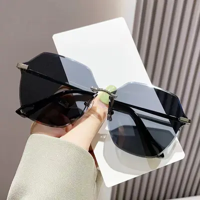 Women's Frameless Sunglasses, Gradient Lens, UV Protection - 9