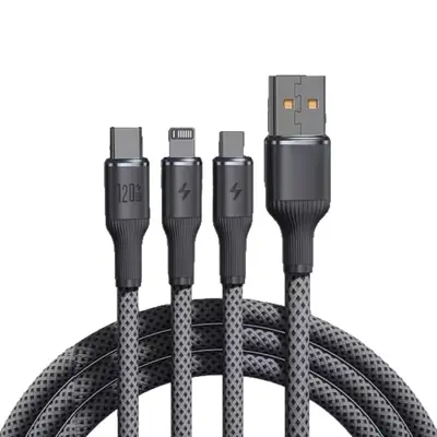 120W tungsten gold wire 1-to-3 charging cable