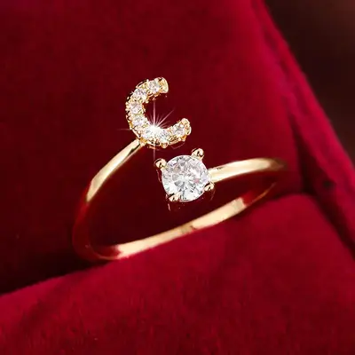 26 Letter Zircon Open Ring Women Micro-inlaid - 9