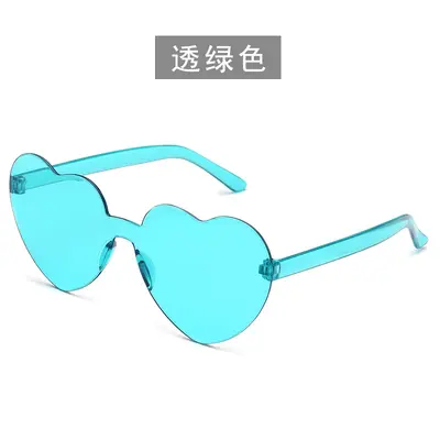 爱心太阳眼镜 桃心太阳镜 果冻色无框心型连体眼镜 炫目色彩眼镜 - 13