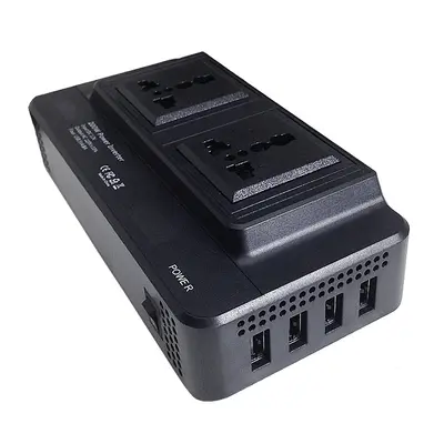 Çok satan araç invertörü priz çoklu soket invertör 200W çoklu portlu USB güç dönüştürücü ekranlı.