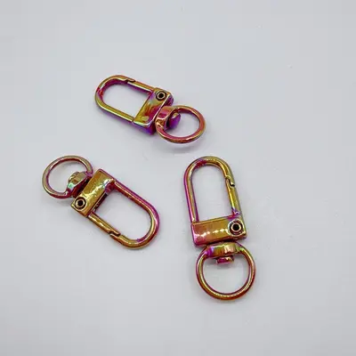 UV-Plated Colored Spring Key Ring Clasp, DIY Jewelry Accessory - 8