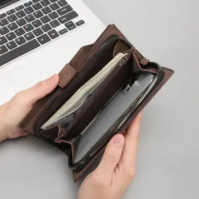 Men's Long Zip Large-Capacity Wallet, Clutch Style - 2