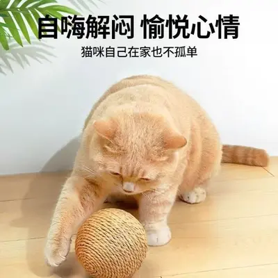 Extra Large Sisal and Paper Rope Ball Cat Toy, Squeaky, Durable