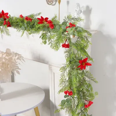 Weihnachtsgirlande als Partydekoration, 2 m künstliches Tannennadel-Grün