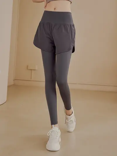 Yogahose im Zweiteiler-Look, hoher Bund, Bauchkontrolle, elastisch - 3