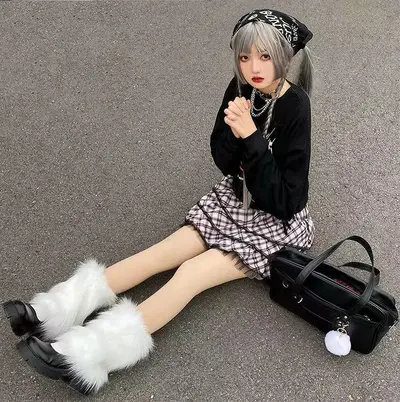 Polar Fleece-Lined Thick Mid-Calf Socks and Faux Rabbit Fur Leg Warmers