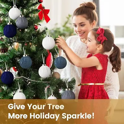 8cm Flocked Christmas Ball Ornament for Christmas Tree