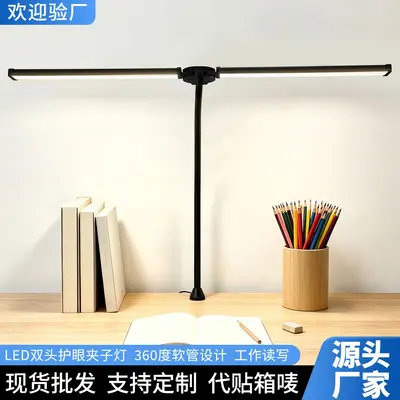 LED Eye-Care Desk Lamp, USB Dual-Head, Anti-Blue Light