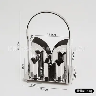 创意不锈钢手提纸巾座套装餐厅酒店台面立式纸巾座牙签筒牙线收纳 - 10