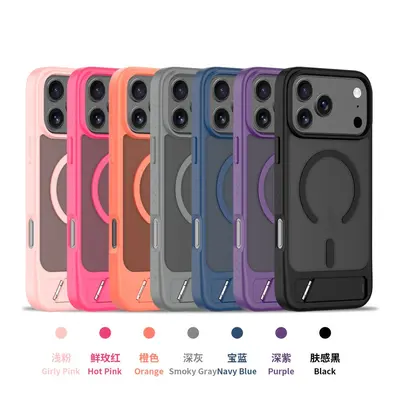 2-in-1 magnetic case for iPhone 17/18 Pro Max with stand and leather-like feel