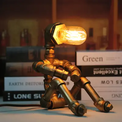 Retro su borusu punk robot masa lambası