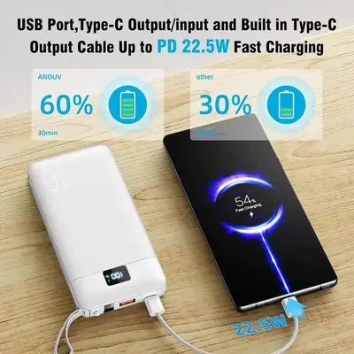 Cross-Border Built-in Cable AC Plug Power Bank Super Fast Charging Mobile Power 10000mAh Custom Logo Gift