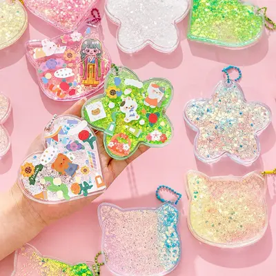 Şeffaf akrilik slime plakası, özel şekilli, parıltılı, el yapımı DIY