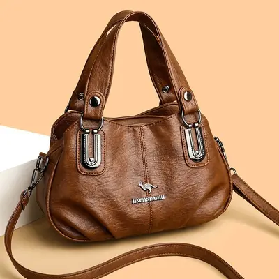 Large Capacity Soft Leather Crossbody Bag for Middle-Aged Women - 8