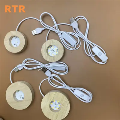 LED Lamba Tabanı DIY Fiş Gece Işığı Kristal Küre Aromaterapi Parfüm Seyyar Satış Işığı Yuvarlak Katı Ahşap Parlayan Taban