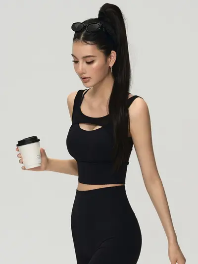 Women's Sports Bra Top with Chest Pad, Quick-Dry, Back Detail - 3
