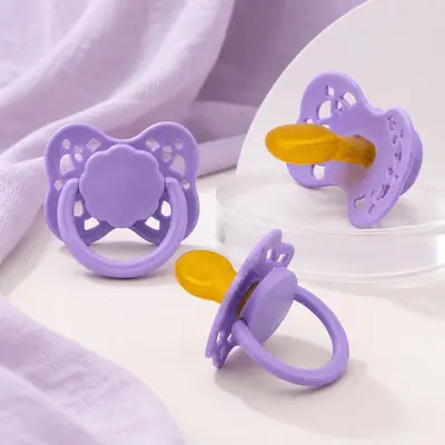 Hollow Baby Pacifier, Natural Latex Nipple with PP Shield, Anti-Colic