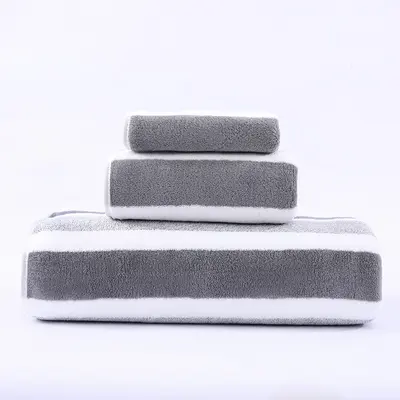 High-density coral fleece wide stripe bath towel, printed absorbent towel, thickened large bath towel, export towel, Temu.