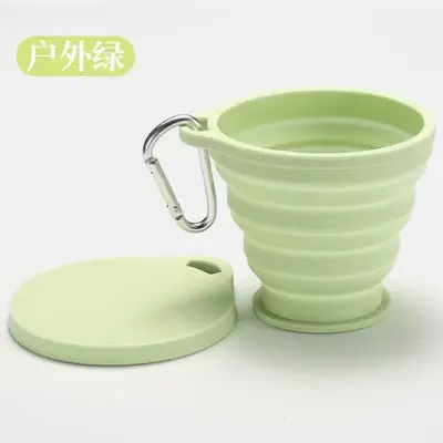 Yeni Silikon Katlanabilir Bardak Taşınabilir Outdoor Seyahat Eco Friendly Su Bardağı Kapak ile Teleskobik Askı Kancası Gargara Bardağı - 7