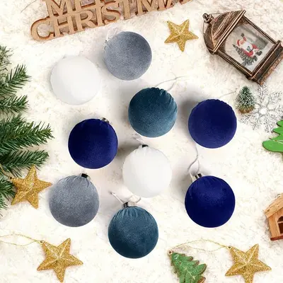 8cm Flocked Christmas Ball Ornament for Christmas Tree