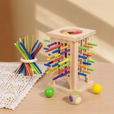 Wooden dice game colorful wooden stick board game Montessori early childhood family interactive educational early learning toys