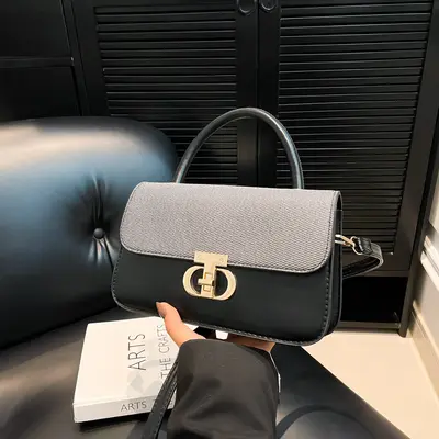 2025 Retro Women's Small Square Shoulder Crossbody Bag with Lock Buckle - 6