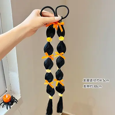 Children's Halloween Pumpkin Bubble Braid Hair Tie for Girls Party - 11