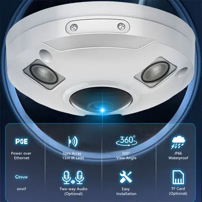360° panoramic POE fisheye camera 4K infrared