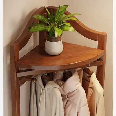 Corner Coat Rack Household Bedroom Floor-Standing Wall-Adjacent Integrated Clothes Hanger Storage Simple Organizer Daily Necessities Shelf Rack