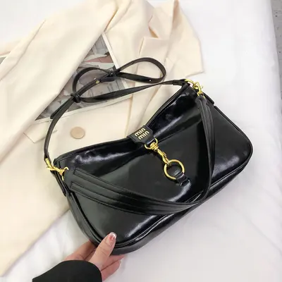 Retro Women's Baguette Underarm Bag with Shark Clip Lock, Crossbody - 10