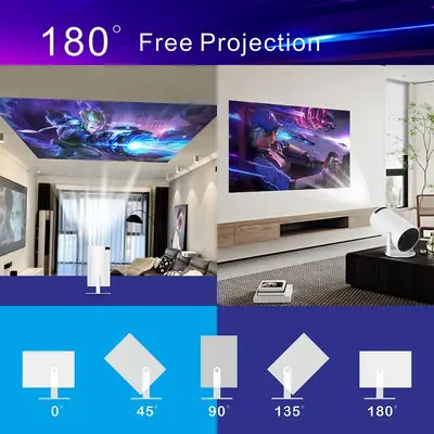 HY300Pro projektör ev 4K taşınabilir LCD ultra yüksek çözünürlüklü oturma odası duvar projeksiyonu kablosuz aynı ekran