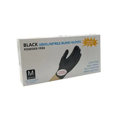 Disposable Black Nitrile Gloves, Modified PVC, Wear-Resistant - 8