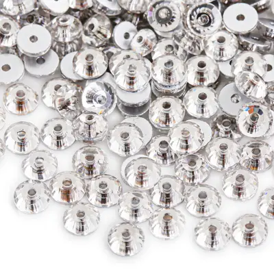 White Series Flat-Back Round Nail Art Rhinestones, Glass Imitation - 12