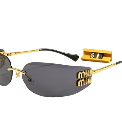 Miujia smua51s Narrow Rimless Sunglasses, Tea-Colored, Women's - 6