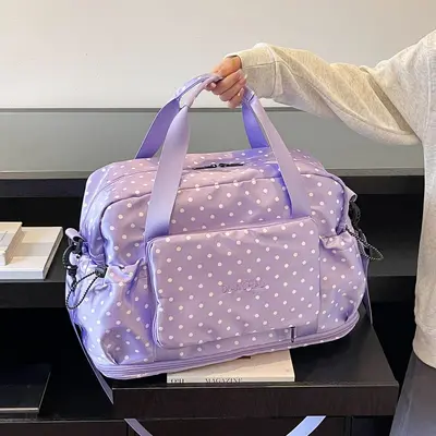 Katlanabilir seyahat çantası, büyük kapasiteli, polka nokta deseni - 13